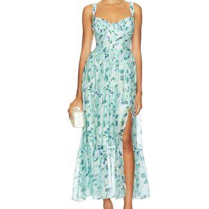 NEW ASTR the Label Revolve Kelby Green Blue Floral Corset Maxi Dress Size S